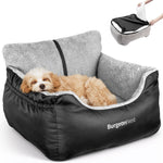 BurgeonNest dog car seat for small dogs, black, 25 lbs limit, detachable and washable, storage pockets and clip-on leash