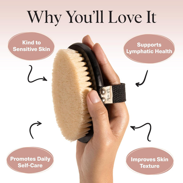 Kitsch Soft Bristle Dry Brushing Body Brush for Lymphatic Drainage and Skin Exfoliation