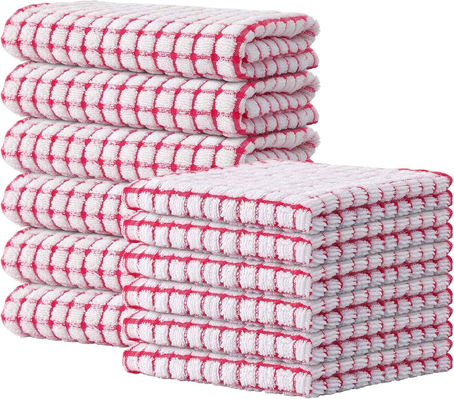 Kitinjoy Cotton 8 Pack Terry Kitchen Dish Cloths, 12 x 12 Inches Super Soft and Absorbent Dish Rags, Quick Drying Dish Towels for Washing Dishes, Mixed Color