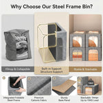 Stackable Closet Storage Bin with Metal Frame, 6-Pack, 40L Capacity