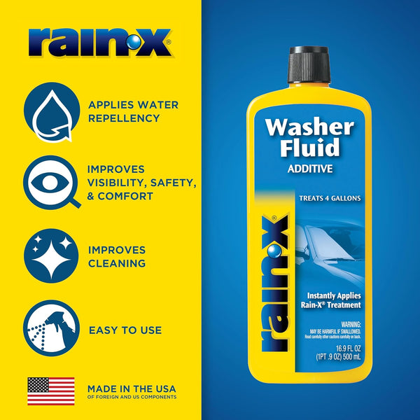 Rain-X RX11806D washer fluid additive for improved visibility and cleaning, 16.9 fl. oz, 500 ml