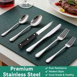 Premium 49-Piece Stainless Steel Silverware Set with Organizer for 8, Includes Steak Knives and Kitchen Utensils