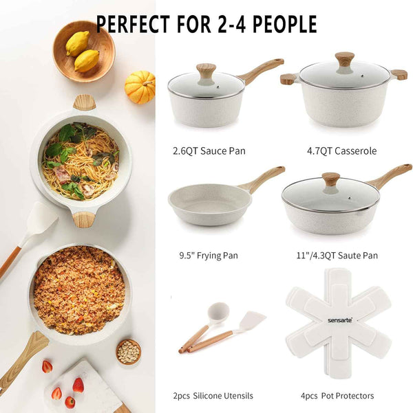 SENSARTE 13-Piece Nonstick Ceramic Cookware Set with Stay-Cool Handles, PFAS and PFOA Free