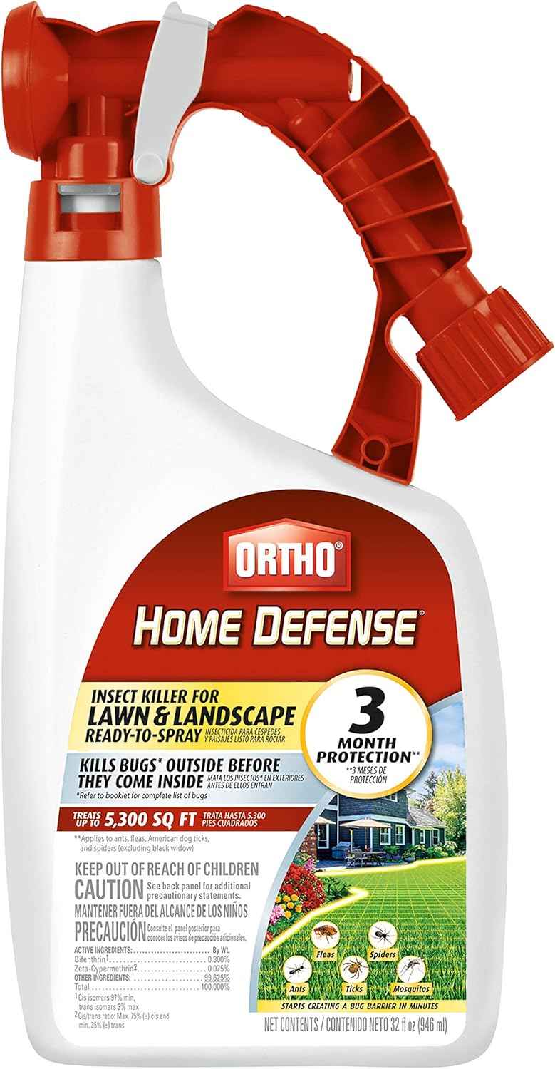 Ortho Home Defense Insect Killer for Lawn and Landscape Ready-To-Spray, Kills Ants, Ticks, Mosquitoes, Fleas & Spiders, Treats up to 5,300 sq. ft., 32 fl. oz.