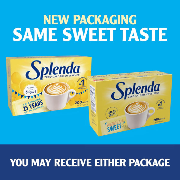 Splenda Zero Calorie Sweetener Made in America 200 Count Sugar Free Packets