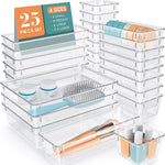 Clear Plastic Drawer Organizer Set for Desk, Kitchen, Bedroom, Bathroom, Office