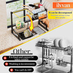 Adjustable Over Sink Dish Drying Rack with Snap-On Design