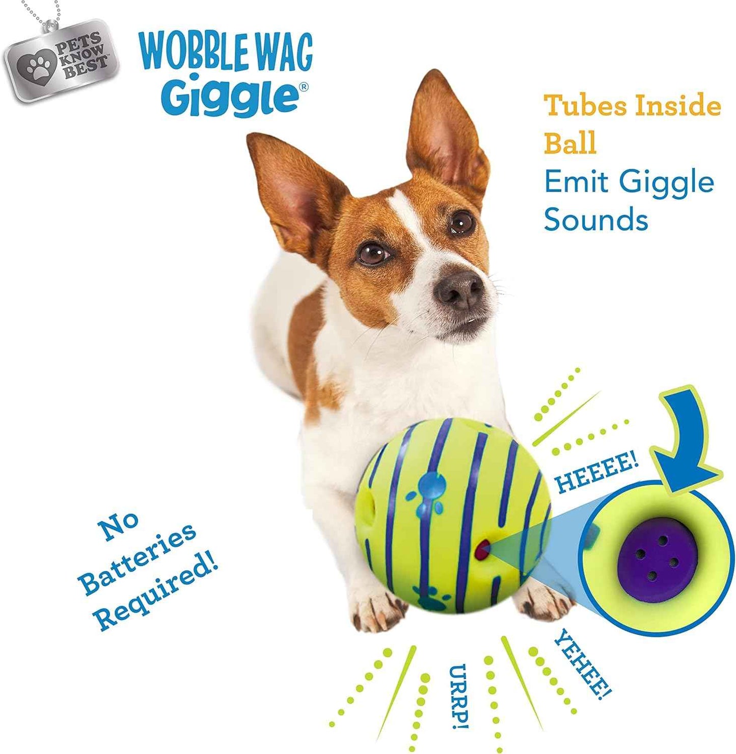 Wobble Wag Giggle Ball | Rolling Enrichment Toy for Fun Playtime, Interactive Play for Indoor or Outdoor, Keeps Dogs & Puppies Large, Medium or Small Busy & Moving, As Seen on TV | Pack of 1