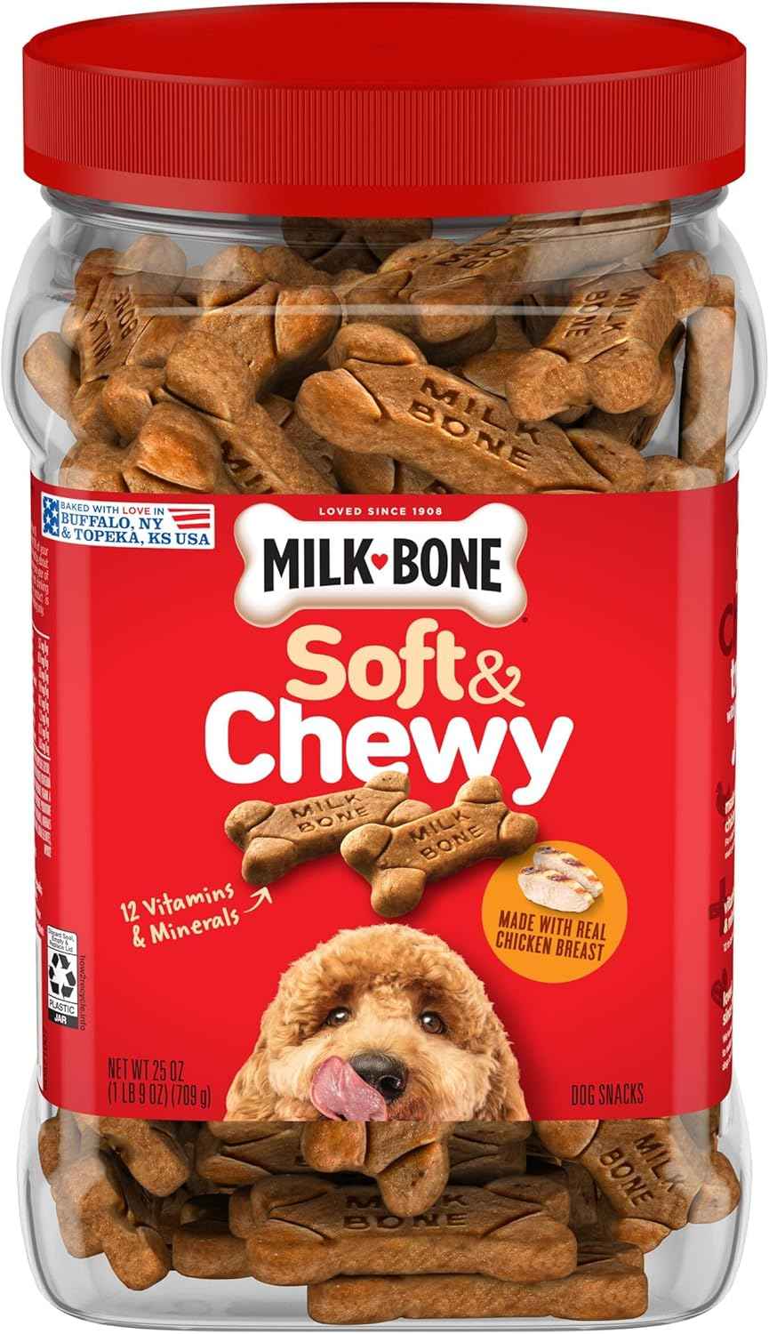 Milk-Bone Soft & Chewy Dog Treats, Beef & Filet Mignon Recipe, 25 Ounce