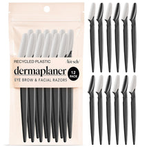kitsch dermaplane razor for women face - black, 12 pc set - exfoliating facial razor for smoother skin