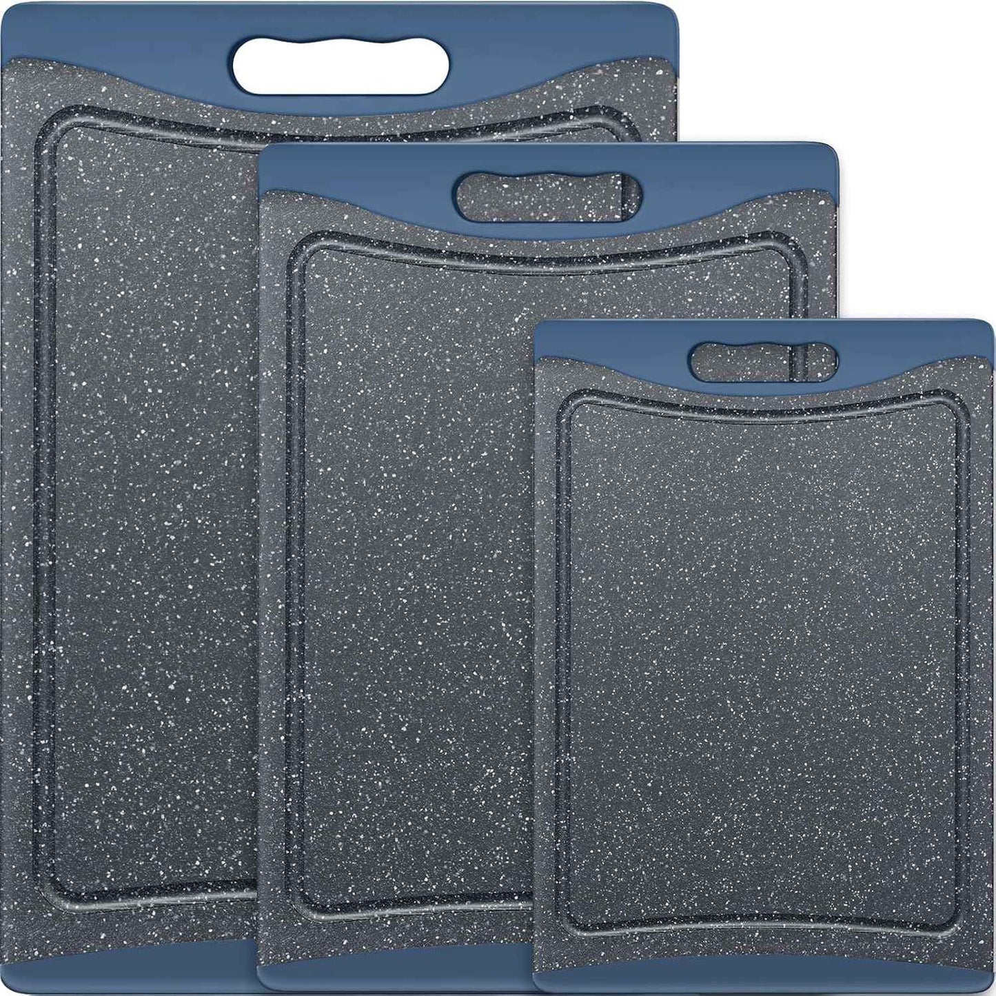 Extra Large Cutting Boards, Plastic Cutting Boards for Kitchen (Set of 3) Cutting Board Set Dishwasher Chopping Board with Juice Grooves Easy-Grip Handles, Dark Grey, Empune