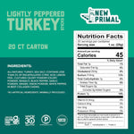 New Primal Lightly Peppered Turkey Sticks, 20 Count, 7g Protein, Keto, Gluten Free, Low Carb