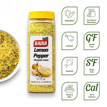 Badia lemon pepper seasoning, 24 oz, pepper, garlic & onion, zesty citrus blend for chicken, seafood & vegetables