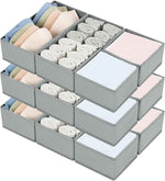DIMJ Drawer Organizers Clothes, Set of 4 Dresser Organizer Bins, Fabric Closet Organizers and Storage, Shallow Drawer Dividers for Nursery, Clothing, Baby Clothes, Socks, Underwears, Tie (Beige)