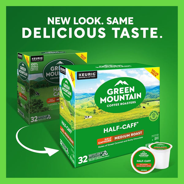 Green Mountain Coffee Roasters Half Caff Keurig K-Cup Pods 32 Count Medium Roast