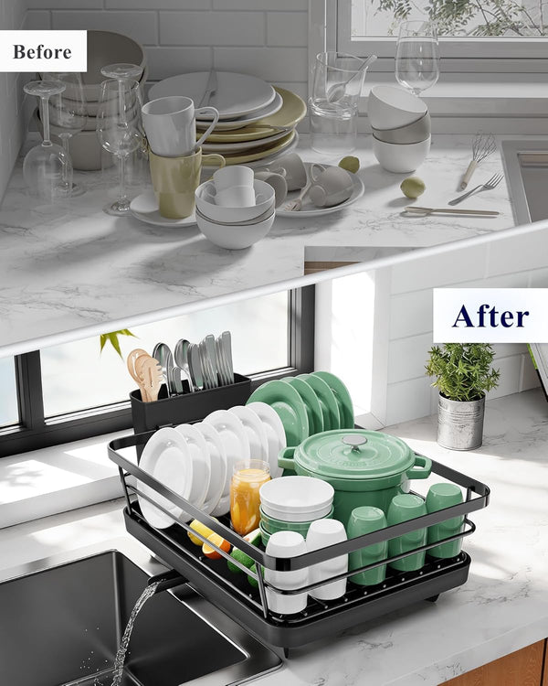 Kitsure Dish Drying Rack for Kitchen Counter Stainless Steel Sink Organization and Storage Essentials