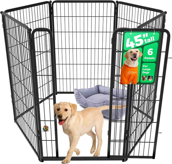 FXW Homeplus Unleashed Indoor Dog Playpen - Stress-Free and Safe Play, Heavy Duty 24 Inch 6 Panels Dog Pen for Puppy and Small Dogs, Black│Patented