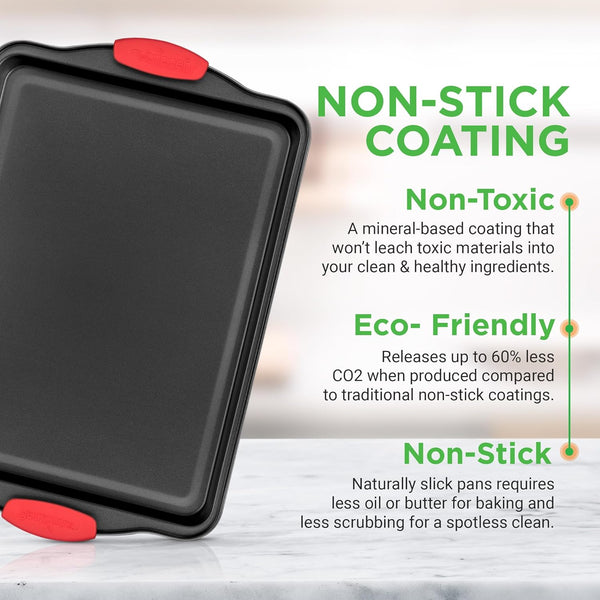 NutriChef 3-Piece Nonstick Kitchen Oven Baking Pans Set