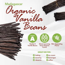 FitNClean Madagascar Vanilla Beans Bulk Fresh Organic Grade A Pods Non-Gmo 5 Long for Baking and Extract