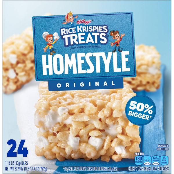 Rice Krispies Homestyle Crispy Marshmallow Squares, 27.9oz Box, 24 Bars