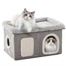 windracing extra wide cat house light grey foldable cat cave bed kitten condo 24.4x16.9x14.2 inches