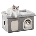 windracing extra wide cat house light grey foldable cat cave bed kitten condo 24.4x16.9x14.2 inches