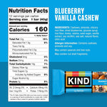 KIND Snacks Bars, Blueberry Vanilla Cashew, Gluten Free, 5g Protein, 12 Count