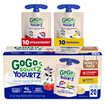 GoGo squeeZ Low Fat YogurtZ Variety Pack, 20 Pouches, Kids Snacks, Real Yogurt and Fruit, Gluten Free, Nut Free, BPA Free