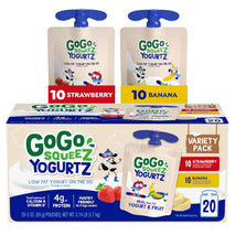 GoGo squeeZ Low Fat YogurtZ Variety Pack, 20 Pouches, Kids Snacks, Real Yogurt and Fruit, Gluten Free, Nut Free, BPA Free
