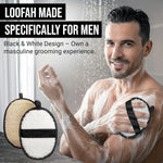Natural loofah body scrubbers for men, black and white 2PCS Egyptian luffa sponge exfoliator set, durable men's hygiene pad