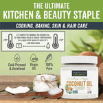 Viva Naturals Unrefined Cold-Pressed Extra Virgin Coconut Oil 16 fl oz, USDA Organic & Non-GMO