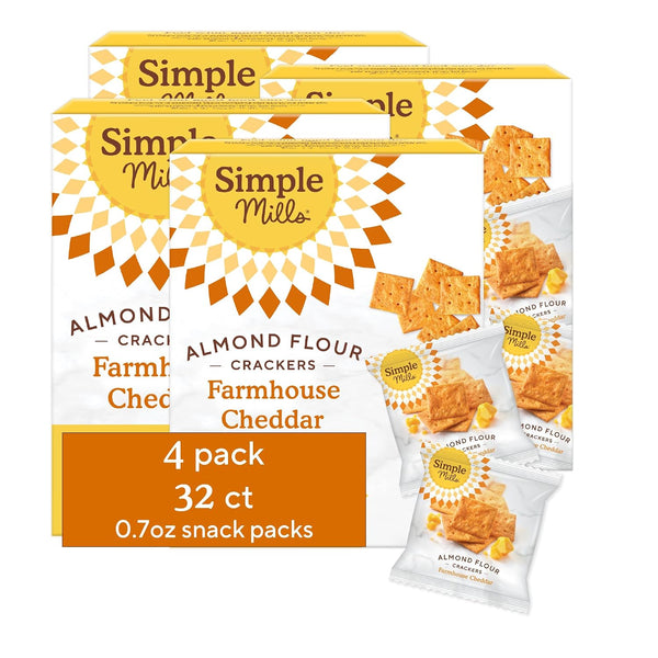 Simple Mills Almond Flour Crackers Snack Packs, Sea Salt, Gluten Free, Flax Seed, Sunflower Seeds, Corn Free, Good for Snacks, 6.5 oz, Pack of 2 (8 Bags per Box)
