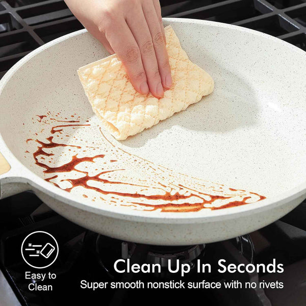 SENSARTE Nonstick Ceramic Frying Pan Skillet, 8-Inch Omelet Pan, Healthy Non Toxic Chef Pan, Induction Compatible Egg Pan with Heat Resistant Handle, PFAS-Free, White