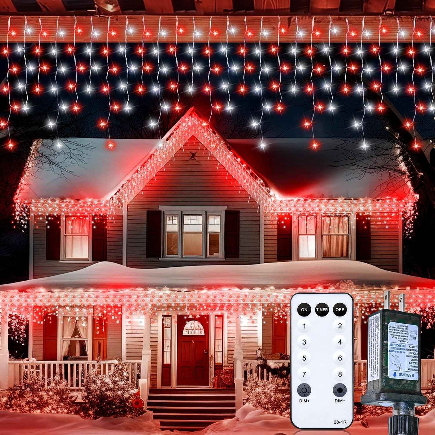 Brightown 40FT Warm White Icicle Christmas Lights, 432 LED Outdoor Waterproof String Lights with 81 Drops, 8 Modes, Timer, Connectable, Remote Included