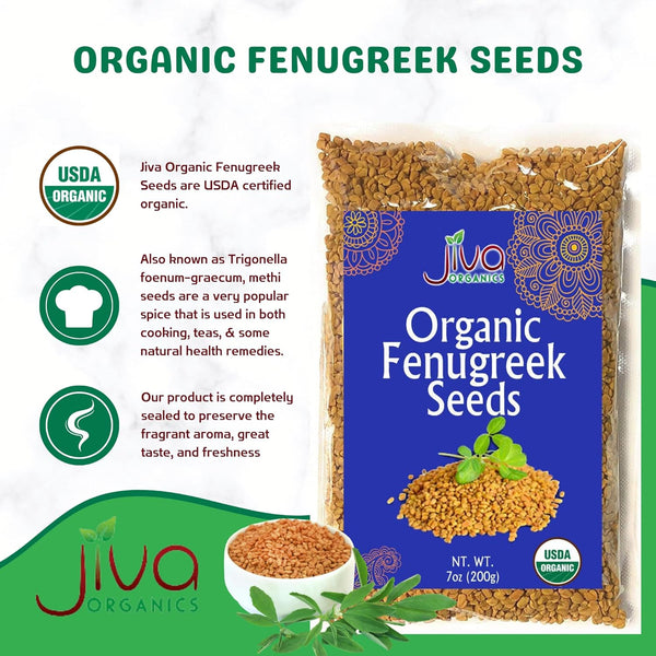 Jiva Organic Fenugreek Seeds 7 Ounce - Non-GMO, Gluten Free, All Natural Fenugreek Spice - USDA Certified, Product of India