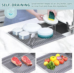Ohuhu Over Sink Dish Drying Rack with Silicone Coating for Kitchen Counter