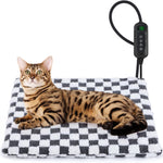 MIXJOY 18''x16'' Small Heated Cat Bed with 11 Adjustable Temperature and Timer, Electric Pet Heating Pad for Cats and Dogs