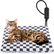 MIXJOY 18''x16'' Small Heated Cat Bed with 11 Adjustable Temperature and Timer, Electric Pet Heating Pad for Cats and Dogs