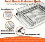 Air Fryer Tray Replacement for Cuisinart TOA-60 TOA-65 TOA-70 Convection Toaster Oven Tray Replacement, 12.4"x11" Steel Baking Pan and Wire Rack Mesh Basket Accessories Parts, NonStick/Dishwasher Safe