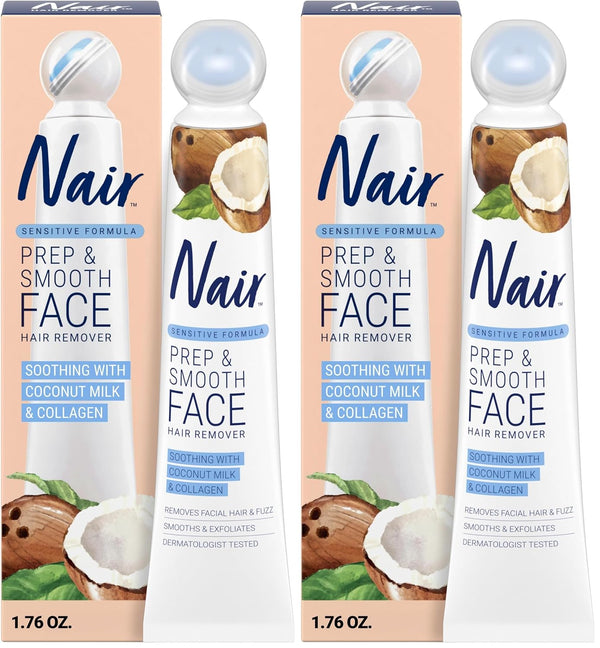 Sensitive skincare solution with collagen, coconut milk, and gentle face hair removal cream for smooth skin prep