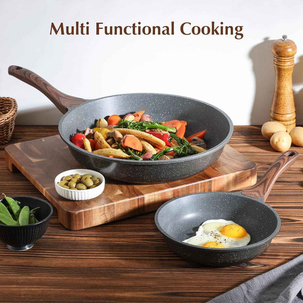 Swiss Granite Nonstick Frying Pan Skillet, PFOA Free, Stone Cookware, 8/9.5/10/11/12.5 Inch, Chef's Pan