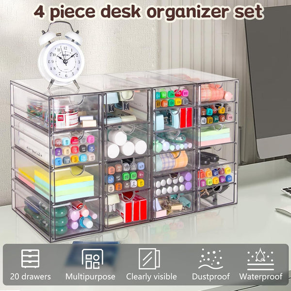 Acrylic Organizer with 20 Drawers for Office and Craft Storage
