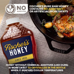 Fischer's 100% Pure Raw Unfiltered Honey - USA Made All-Natural Sweetener with Rich Flavor Profile and 40 oz Squeeze Bottle