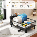 Space-saving stainless steel dish drying rack for kitchen counter