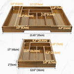 Acacia Kitchen Drawer Organizer with 8 Slots and Adjustable Size