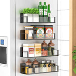 Metal 4 Pack Magnetic Spice Storage Rack Organizer for Refrigerator and Oven, Black Fridge Organizers and Storage