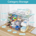 Clear Acrylic Organizer with 16 Drawers for Office Supplies and Desk Storage