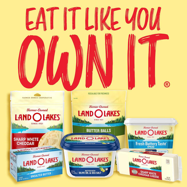Land O Lakes Salted Butter Half Sticks, Made With Sweet Cream and Salt, 8 Half Butter Sticks, 1 lb Pack