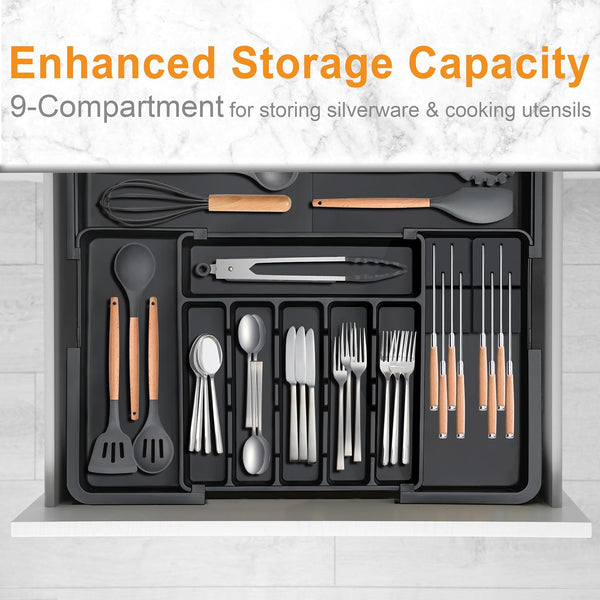 Large Expandable Silverware Organizer for Kitchen Drawers