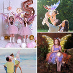 maysida electric fairy wings for girls, light up moving butterfly wings with led lights and music, halloween valentine birthday christmas party costume princess cosplay